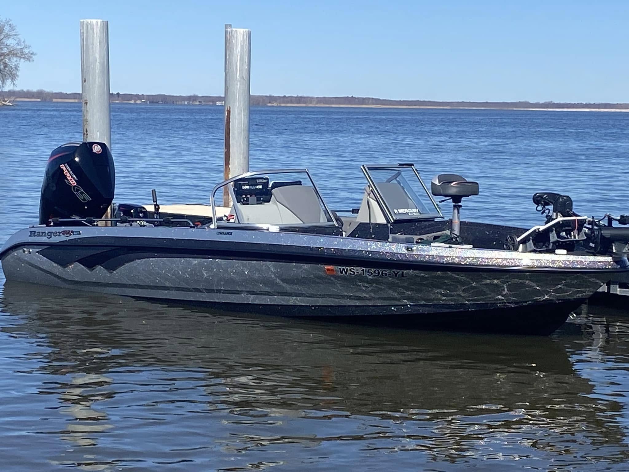 Wayne Butz Ranger boat docked and ready for a guided trip